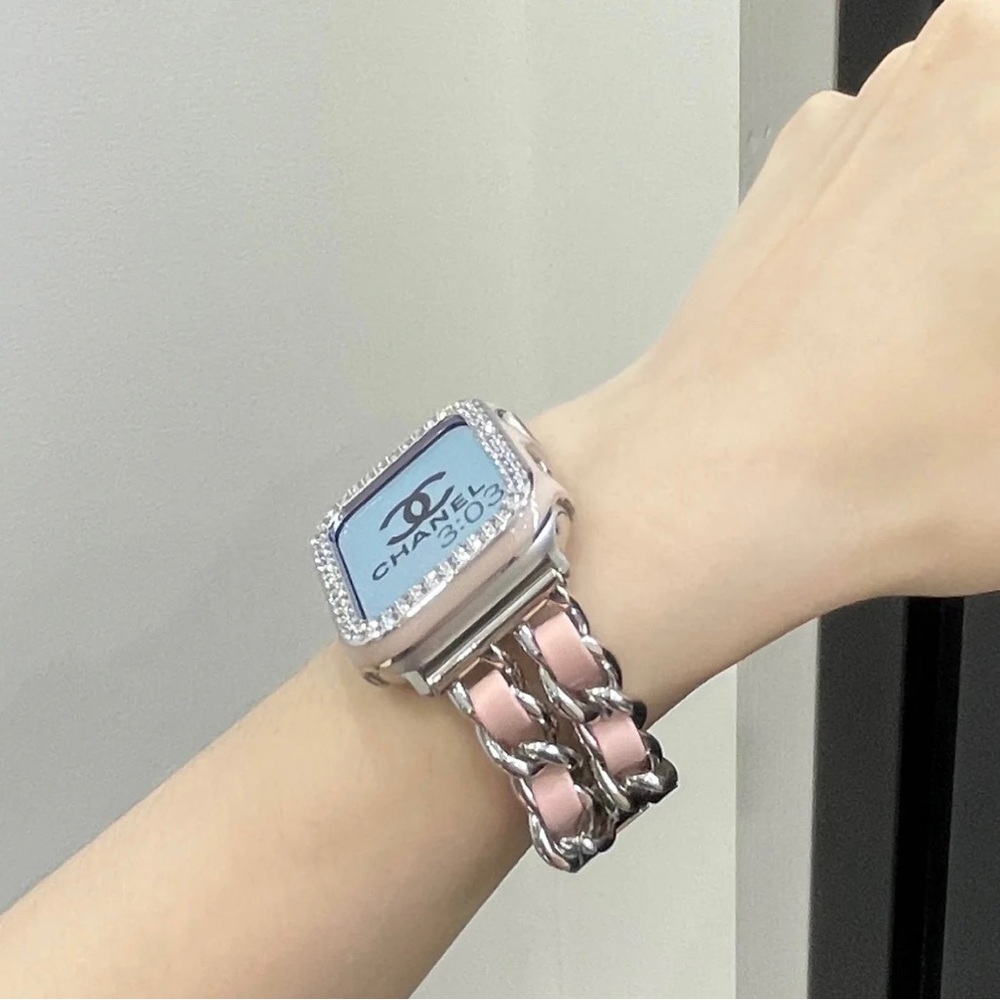 NEW Strap Chain Leather Stainless Band For Apple Watch - SP